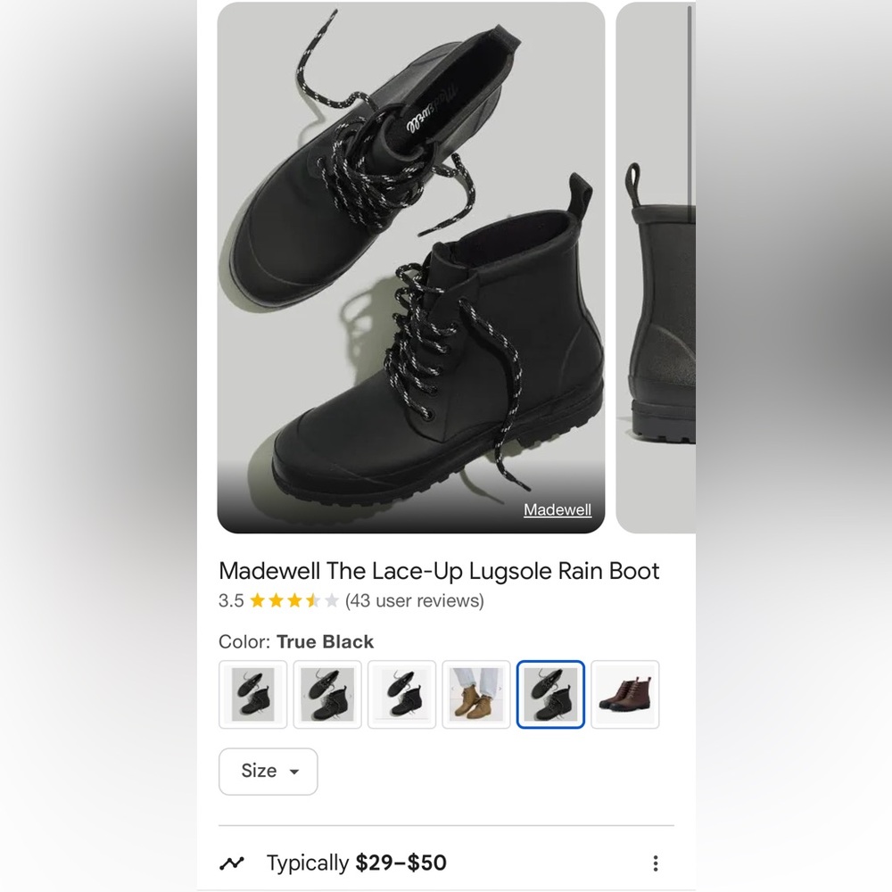 Madewell rain boot, great condition. Women’s size 8